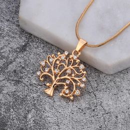 Pendant Necklaces Stainless Steel Tree Of Life Choker Necklace Women Jewellery Crystal Rose Gold Statement Christmas Gifts