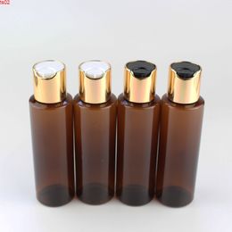 100ml X 50 Brown Coloured Empty PET Travel Bottle With Gold Aluminium Disc Top Cap Press Family Oil DIY SPA Bottles Containerhigh qiy