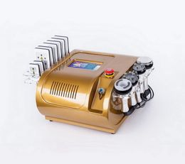 6 IN 1 Ultrasonic Liposuction Cavitation Vacuum Tripolar Multipolar Radio Frequency RF 8 pads Diode Lipo Laser Slimming Machine