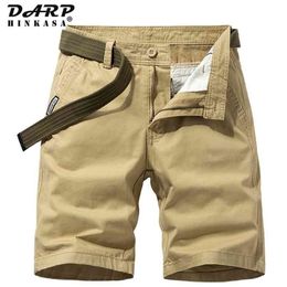 Summer Cotton Men Cargo Shorts Casual Solid Colour Khaki Short Pants Brand Clothing Jogger Military 210806