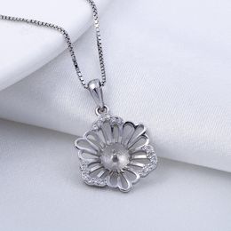 Hexagon Flower 925 Sterling Silver Pearl Jewellery Pendant Settings 5 Pieces