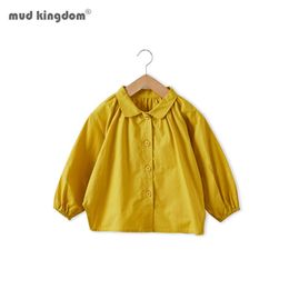 Mudkingdom Toddler Girls Blouses Clothes Baby Spring Shirts Button Peter Pan Collar Kids Cotton Shirt 210615