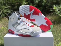 2021 Released Authentic 6 Hare 6S Neutral Grey White True Red Black CT8529-062 Mens Outdoor Shoes Sneakers With Original Box