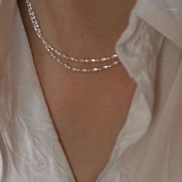 Chains 925 Sterling Silver Sparkling Clavicle Chain Choker Necklace For Women Fine Jewelry Wedding Party Birthday Gift