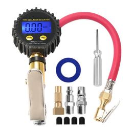 Digital Tyre Inflator Pressure Gauge 200PSI LCD Display Air Compressor Pump Quick Connect For Car Motorcycle