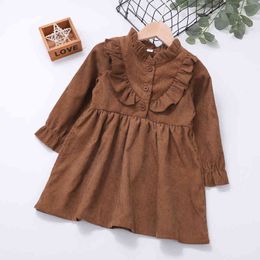 2-6Y Girls Dress Spring Baby Kids Cotton Ruffles Princess Party Fashion Clothing Children's 210515