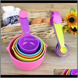 Kitchen Dining Bar Home & Garden Drop Delivery 2021 Set Plastic Useful Cooking Baking Spoon Cup Kitchen Measuring Tools Owf1038 4Cits