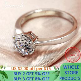 Cluster Rings LMNZB Free Sent Certificate Silver 925 Ring With 1.0ct/2.0ct Lab Diamond Engagement Wedding Bands For Women Gift Jewellery LR023