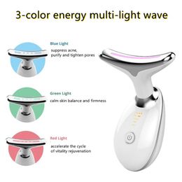 Rechargable Electric LED Photon Vibrating Neck Lifting Anti Wrinkle Beauty Massager Anti-Aging Care Wrinkles Removal Device