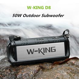 IPX6 Waterproof W-King D8 TWS Bluetooth HIFI Speakers Outdoor 50W High Power Wireless Subwoofer 360 Surround Sound 10000 mAh Battery U disk Play Power Bank