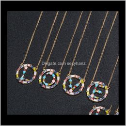 & Pendants Jewellery Drop Delivery 2021 Large Colourful Initial 26 Letter Necklace Different Multicolor Rainbow Gold Pendant Necklaces For Weddi
