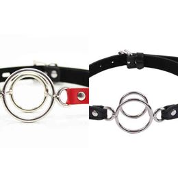 Nxy Sm Bondage Smlove Flirting Metal Double o Ring Mouth Ball Gag Restraints Adult Erotic Accessories Sex Toy for Women Cosplay Game 1223