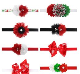 Baby Headbands Ribbon Bow Hairband Girls Christmas Boutique Children Hair Accessories Kids Flower Chiffon Lace Headband Shabyy Fabric