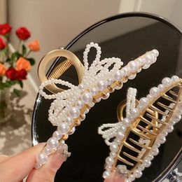 Hair Clips & Barrettes Large Claw Clip Elegant Metal Updo Jaw With Beaded Butterfly Decor Shower Clamps For Girls Women 11cm EA