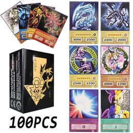 100 Stück Yu-Gi-Oh Anime-Stil Karten Blaue Augen Dunkler Magier Exodia Obelisk Slifer Ra Yugioh DM Klassische Proxy-DIY-Karte Kindergeschenk X0925