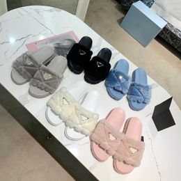 Top Quality Women Luxury Designer Slippers Plush Sandal Shoes Fashion Home Slide With Box Size 35-39 XX-0181