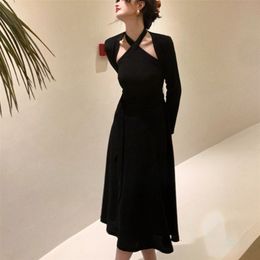 Autumn Korea Elegant Dress Set Women Slim Retro Casual Party Vintage 2 Piece Suit France + Long Sleeve Top 211101