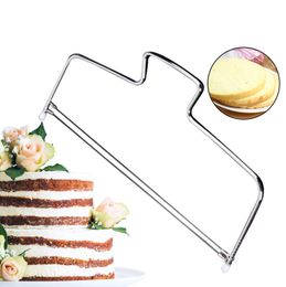 Stainless Steel Kitchen DIY Baking Accessories Double Line Cake Slicer Home DIY Cake Straightener Cutting Line Adjustable Cakes Slicer