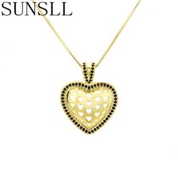 Pendant Necklaces SUNSLL Fashion Women Zircon Necklace Love Heart Charms Chain For CZ Jewelry Female Party Gift