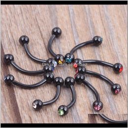 Drop Delivery 2021 Black Gold Sier Piercing 16G Ball Banana Eyebrow Ring Labret Bars Hypoallergenic Surgical Steel Body Jewellery Q1Ix5