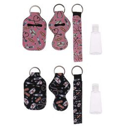 4Pcs Nurse Doctor 30ml Travel Reusable Bottle Keychain Holder Refillable Portable Lipstick Wristlet Keychain Carrier Kit G1019