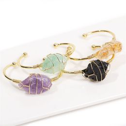 Crystal bangle girl Jewelry Irregular gold-plated crystals bracelet Natural pebble winding ornaments 7colors WMQ822