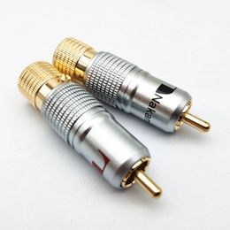 High-grade pure copper gold plated middle channel non-welding RCA assembly plug 10MM tail hole AV audio video connector