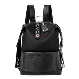 Outdoor Bags Women Fashion Patchwork Waterproof School Backpack For Ladies Black Backpacks College Bagpack Girls 0221