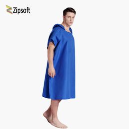 Zipsoft Beach Towel Microfiber Hooded Poncho Bathrobe Absorbent Quick drying Easy for Changing Cloth 210728