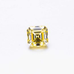 American Quality Fancy Colour Yellow Synthetic Diamond CZ Asscher Step Cut 2.0ct Loose Gemstone H1015