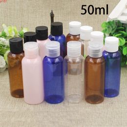 50ml Blue Pink Brown Plastic Bottle Makeup Cream Water Empty Cosmetic Packaging Container with Flip Cap Free Shippinggood qty
