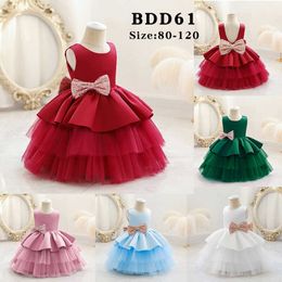 new Satin girl's one-year-old baby dress red bean paste wedding dress