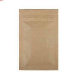 9x14cm (3.5x5.5 in) 100pcs Clear Window Tear Notch Reclosable Package Bags Brown Flat Kraft Paper Bag With Zipperhigh qty