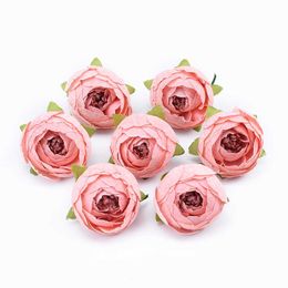100pcs 4CM silk tea roses Artificial flowers wholesale diy gifts candy box home decoration accessories wedding decorative flower 210624