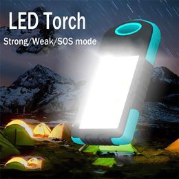 USB Portable Solar Power Battery Charger LED Light - Crystal Blue