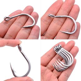 100pcs Fishing Hooks High Carbon With Eye Carp Catfish 1/0#-13/0# Fish Jigs Hook White Anzol Japan Fishhooks Tackle 220215