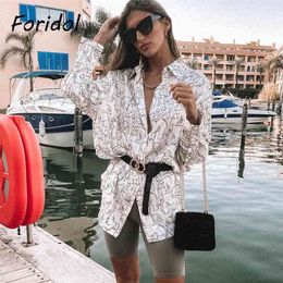 Animal Print Long Blouse Shirts Women High Fashion Ladies Oversized White Tops Elephant Casual Spring 210427