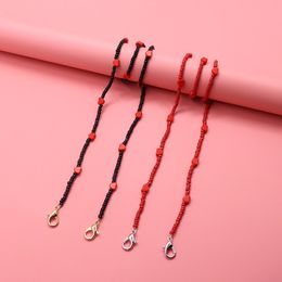 Fashion children hanging glasses chain black red heart-shaped beaded necklace rope lanyard student bracket neck strap sling girl boy