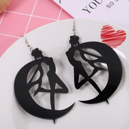 Dangle & Chandelier Crazy Acrylic Moon Dancing Girls Earrings Halloween Gifts Hip Hop Punk Drop For Women Unique Party Earring