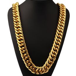T Show Hip Hop Jewelry For Men Women 26mm 90cm Long Miami Cuban Link Chain Super Heavy Solid Aluminum Gold Color Necklace X0509