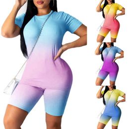 2021 Women Sports Suit 2PCS/Set Neon Top Short Pants Workout Clothes Tracksuit Fashion Summer Outfit Ladies Casual 2 Piece Set X0428