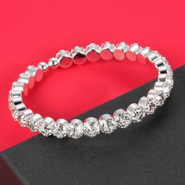 New Style Silver Colour Crystal Stretch Shine Bracelets for Women Couple Girlfriend Bangles Girls Wedding Bridal Gift Q0719