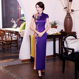 Ethnic Clothing Plus Size 5XL Women Chinese Traditional Long Qipao Fashion Stage Show Social Etiquette Dress Vintage Classic Slim Cheongsam