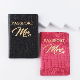 100pcs Card Holder Travel Crocodile Grainleather MR&MRS Prints Passport cover Mix Colour