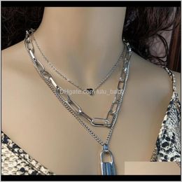 Necklaces & Pendants Drop Delivery 2021 Jewelry Chain Heart Pendant Female Creative Geometric All-Match Lock Necklace Ih1Ev