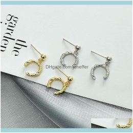 Charm Jewelryred S925 Sier C-Shaped Personalized Fashion Net Sweet Simple Cool Earrings Drop Delivery 2021 Owf1A