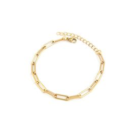 Link, Chain Women Thin Exquisite Bracelet Stainless Steel 4mm Flat Wire Long O Gold Colour Collares De Moda Boho Collier Gift