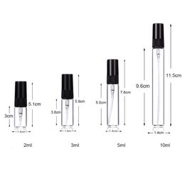 Fast Delivery 2ml 3ml 5ml 10ml Empty Refilable Spray Bottles With Perfume-Atomizer Clear Glass Perfume Sample Vials SN5766