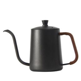 Gooseneck Thin Mouth Coffee Kettle Pot With Lid Home Kitchen Stainless Steel Long Spout Hand Punch Coffee Pot Teapot Non-Stick 210408