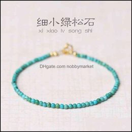 Charm Bracelets Jewellery Fashion Very Fine Natural Turquoise Bracelet Mens And Womens Stationery Ball High Porcelain Blue-Green Simple Drop D